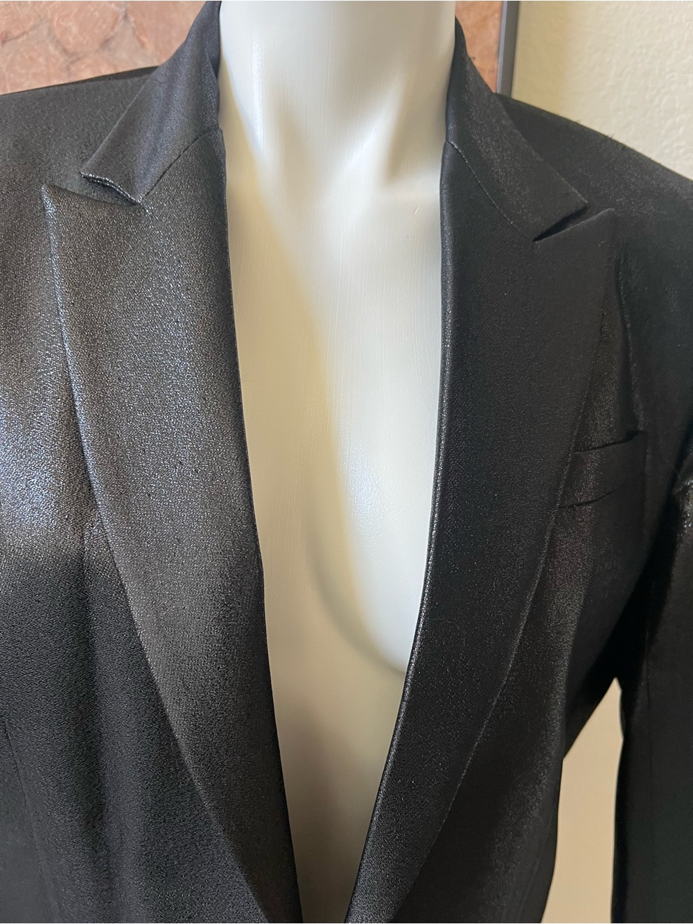Victoria Beckham sz 8 NWOT Black Shimmery Single-Button Blazer - Picture 3 of 15